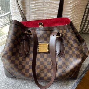 Louis Vuitton Damier Ebene Tote with Red Interior
